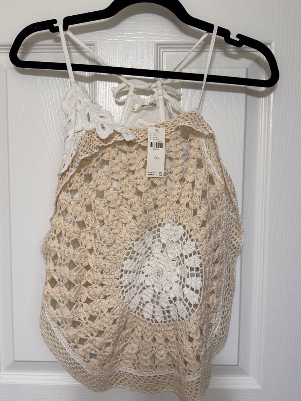 By Anthropologie Pieced Crochet Sweater Tank Ivory XXS - Picture 7 of 14